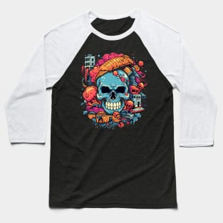 Skull crazy doodle classic tshirt Baseball T-Shirt